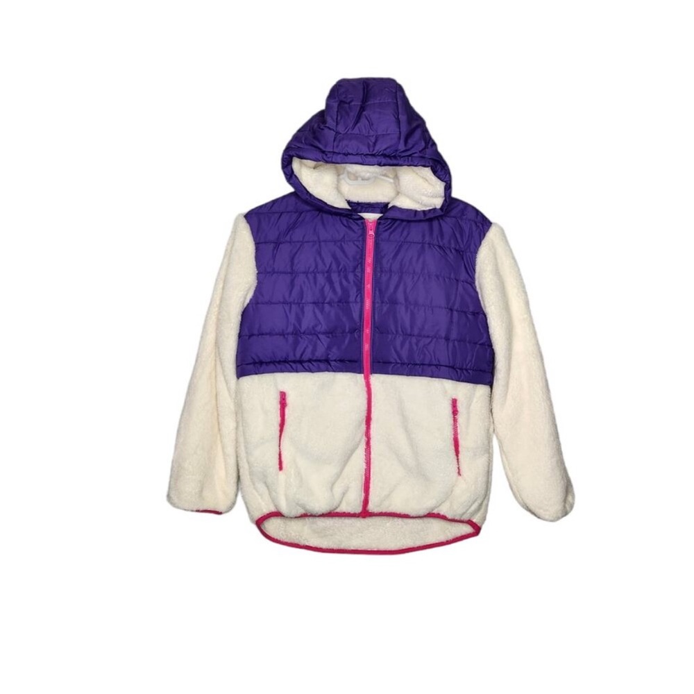 NWT Treasure and Bond Purple, White, Pink Faux Fur Lined Jacket (XL)